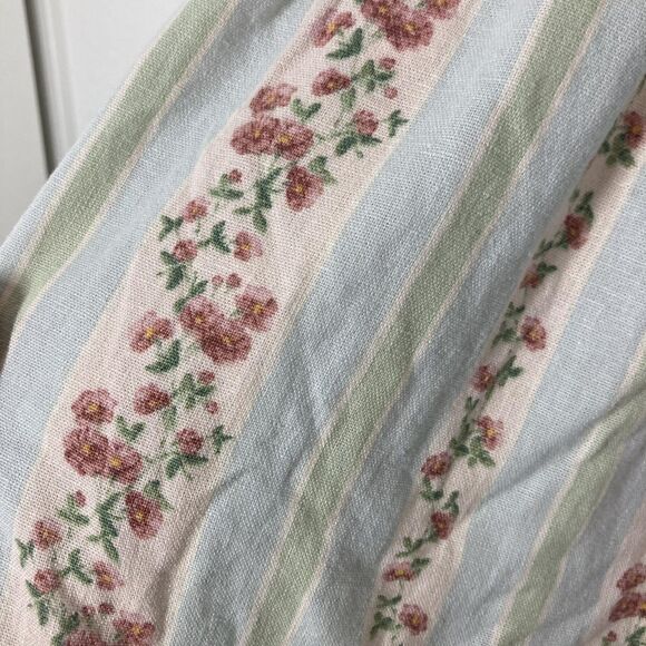 WeWoreWhat Dress Womens Large Blue Green Floral Stripe Linen Blend Midi Back Zip - Picture 10 of 16